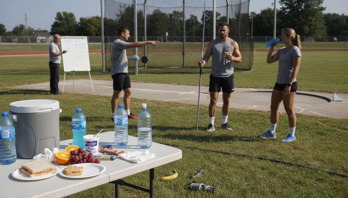 Guide cover used as a visual anchor for carbohydrate support in throwers.