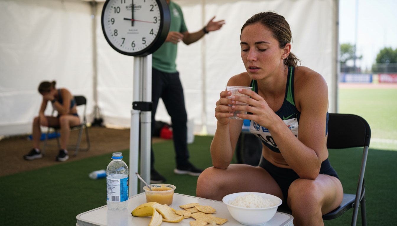 Guide cover used as a visual anchor for late-meet GI stress in heptathlon athletes.